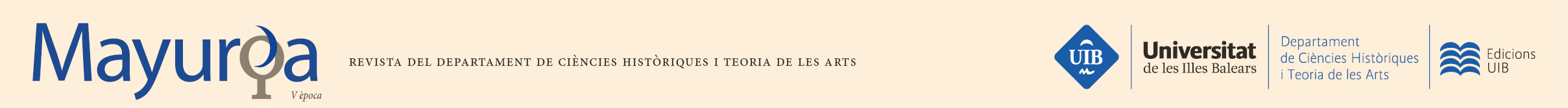 Logotip within text: Mayurqa V època. Revista del departament de ciències històriques i teoria de les arts.